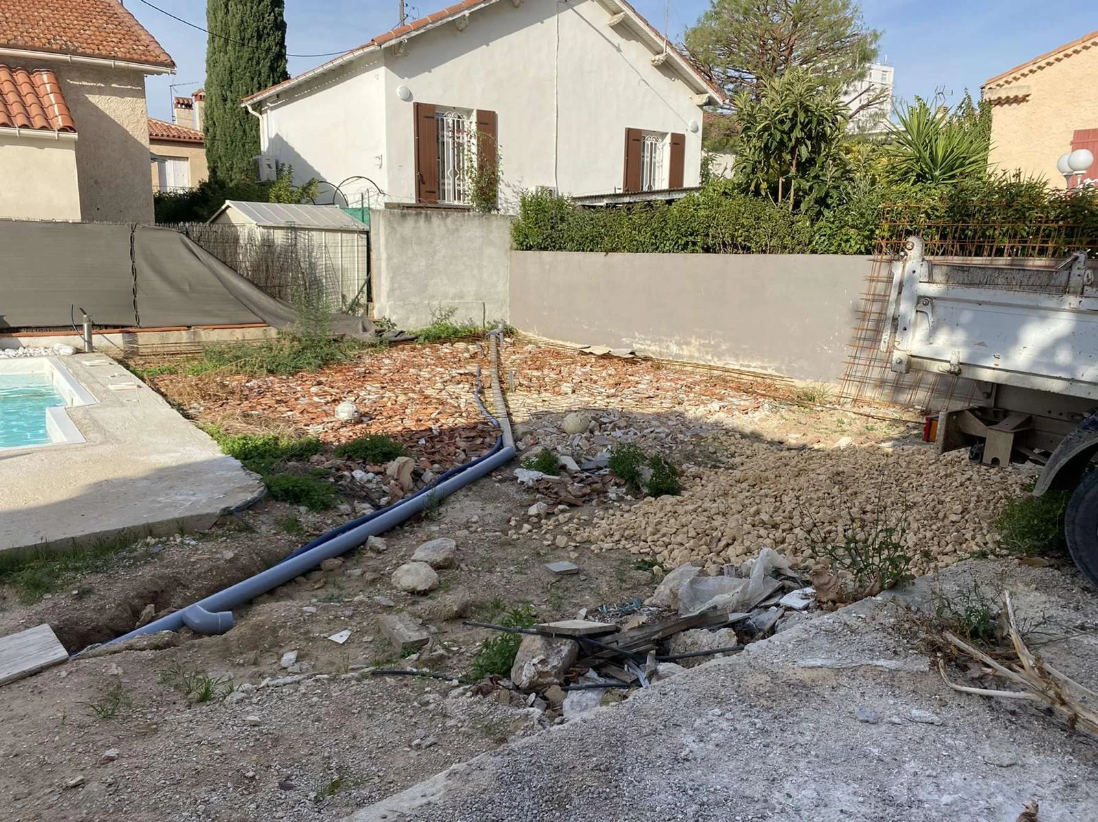 Préparation d’un chantier de aménagements extérieurs